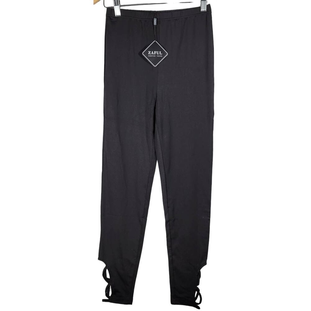 Zaful Black Stirrup Leggings Pants Womens Size M‎ Cutout Detail Stretch